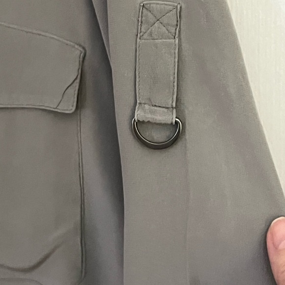 Eileen Fisher 100% Silk Crepe De Chine Popover Blouse Grey Size XS Quiet Luxury - Picture 5 of 11